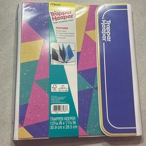 Mead Trapper Keeper Retro Color Block 3 Ring Binder 2 Portfolios New with Tag